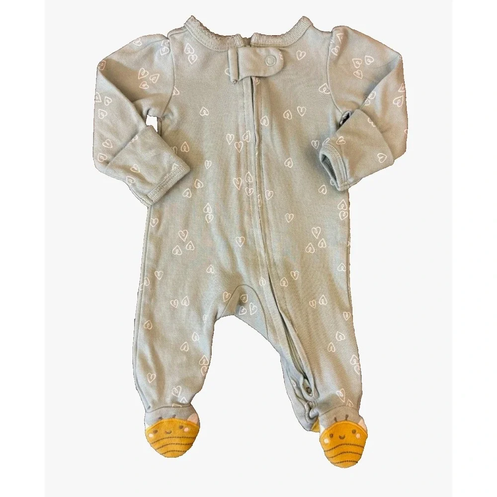 Carters Baby Girl Preemie Sleeper Outfit Heart Bumble Bee Clothes 2 Way Zipper